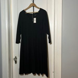 Lane Bryant Size 18/20 Black Fit And Flare 3/4” Sleeve Back Zipper Dress